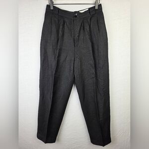 Giorgio Sant'Angelo Linen Straight Leg Pants Trousers Black High Waist size 10